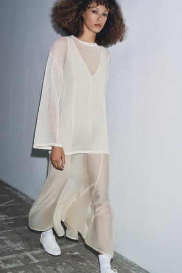 VESTIDO LARGO COMBINADO - Mantequilla de Zara