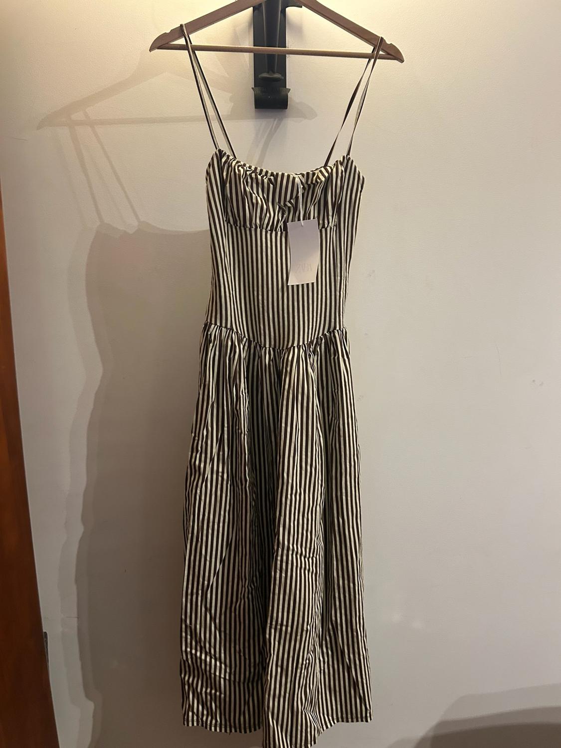 STRIPED COMBINED POPLIN DRESS - Image 2