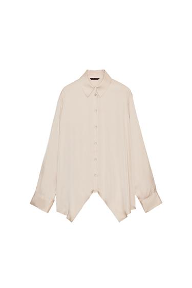 ASYMMETRIC HEM SATIN SHIRT - Cava by Zara