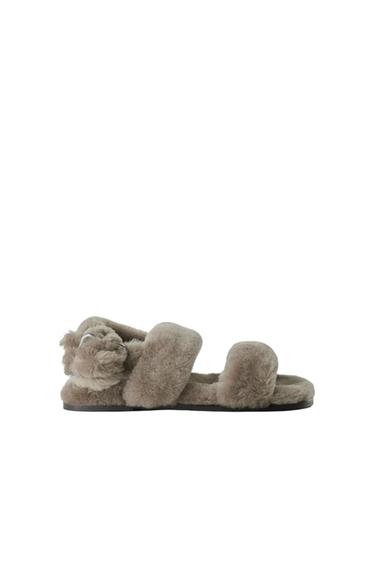 Zara FURSKIN LEATHER SANDALS LIMITED EDITION - Off White - Image 0
