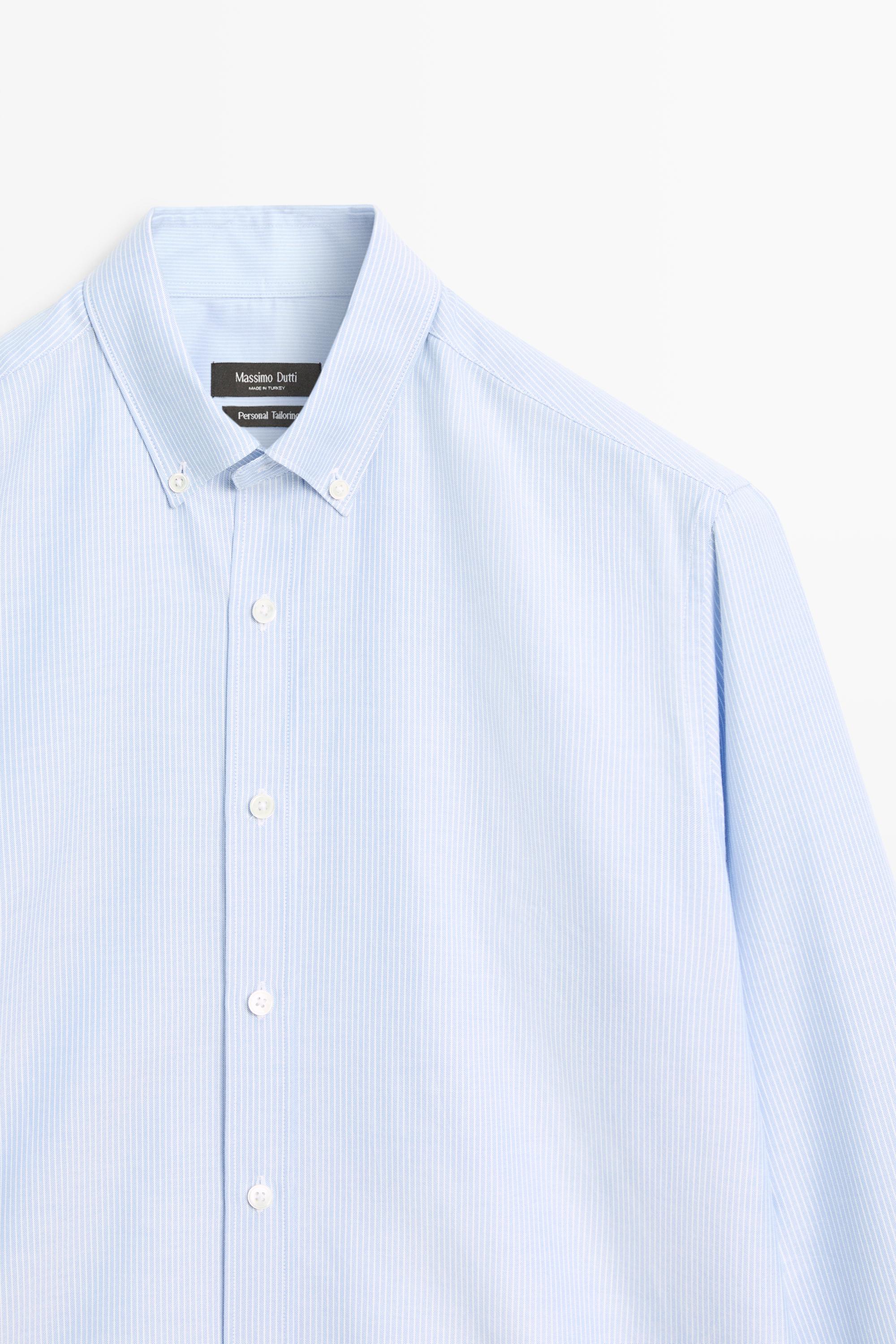 100% cotton regular fit striped shirt — Bluish