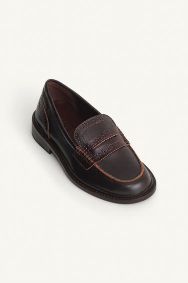 MOCASSINS EN CUIR ÉDITION LIMITÉE - Marron de Zara - Image 4