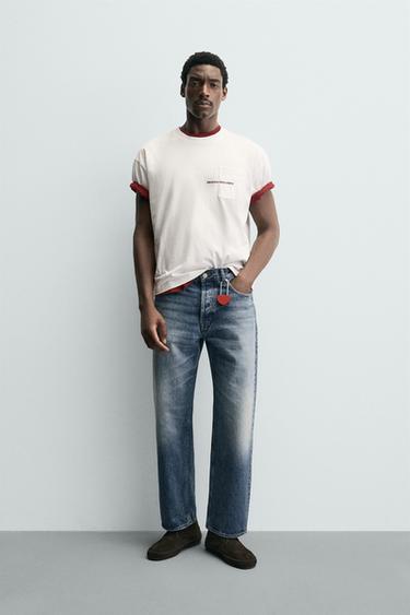 CAMISETA  BOLSILLO TEXTO ESTAMPADO - Blanco de Zara - Imagen 0