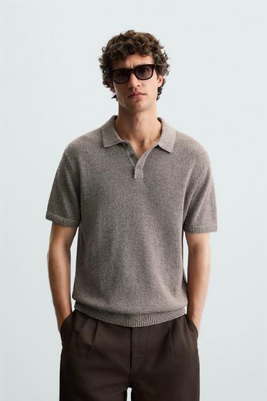 POLO MALHA ESTRUTURA CONTRASTE - Marrom da Zara