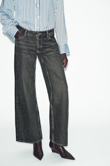 Z1975 WIDE-LEG LOW-RISE JEANS - Black / Brown by Zara