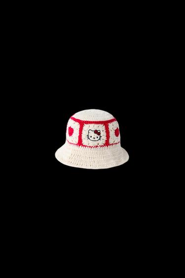 HELLO KITTY © SANRIO CROCHET KNIT BUCKET HAT - Ecru by Zara
