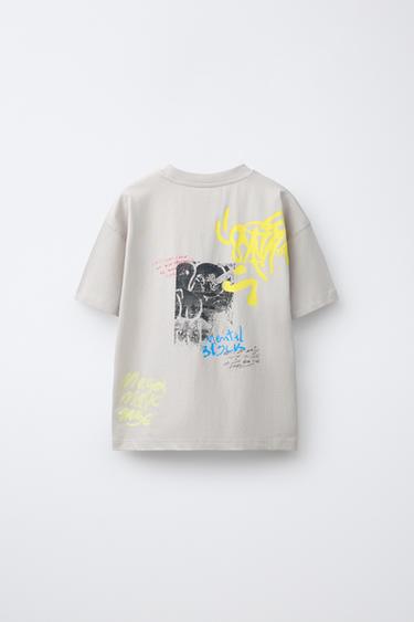 GRAFFITI PRINT T-SHIRT - Pearl grey by Zara - Image 1