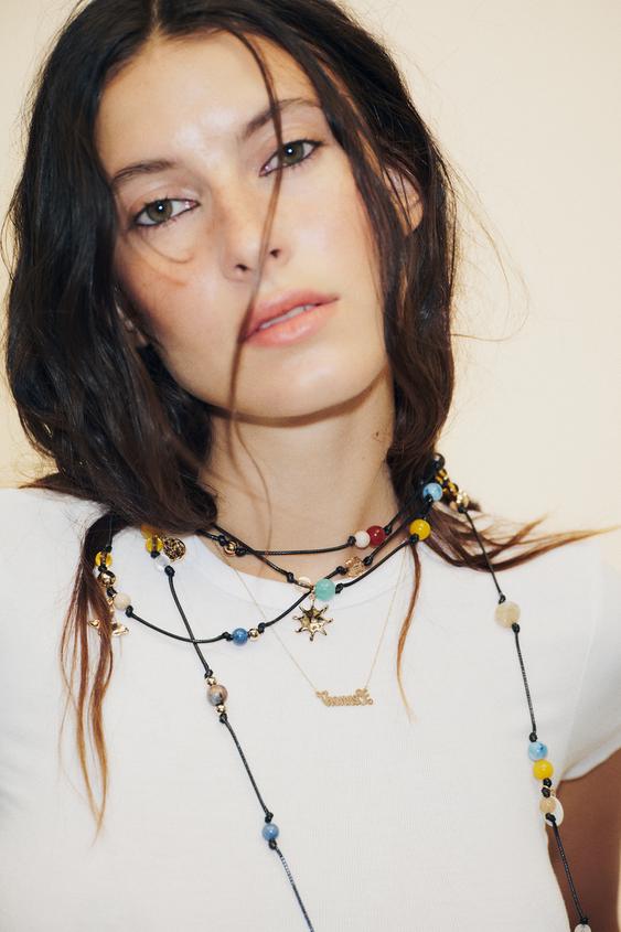 MULTI-WAY BEADED CHARM CORD NECKLACE