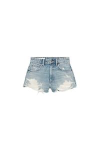 YÜKSEK BEL DISTRESSED DENIM ŞORT