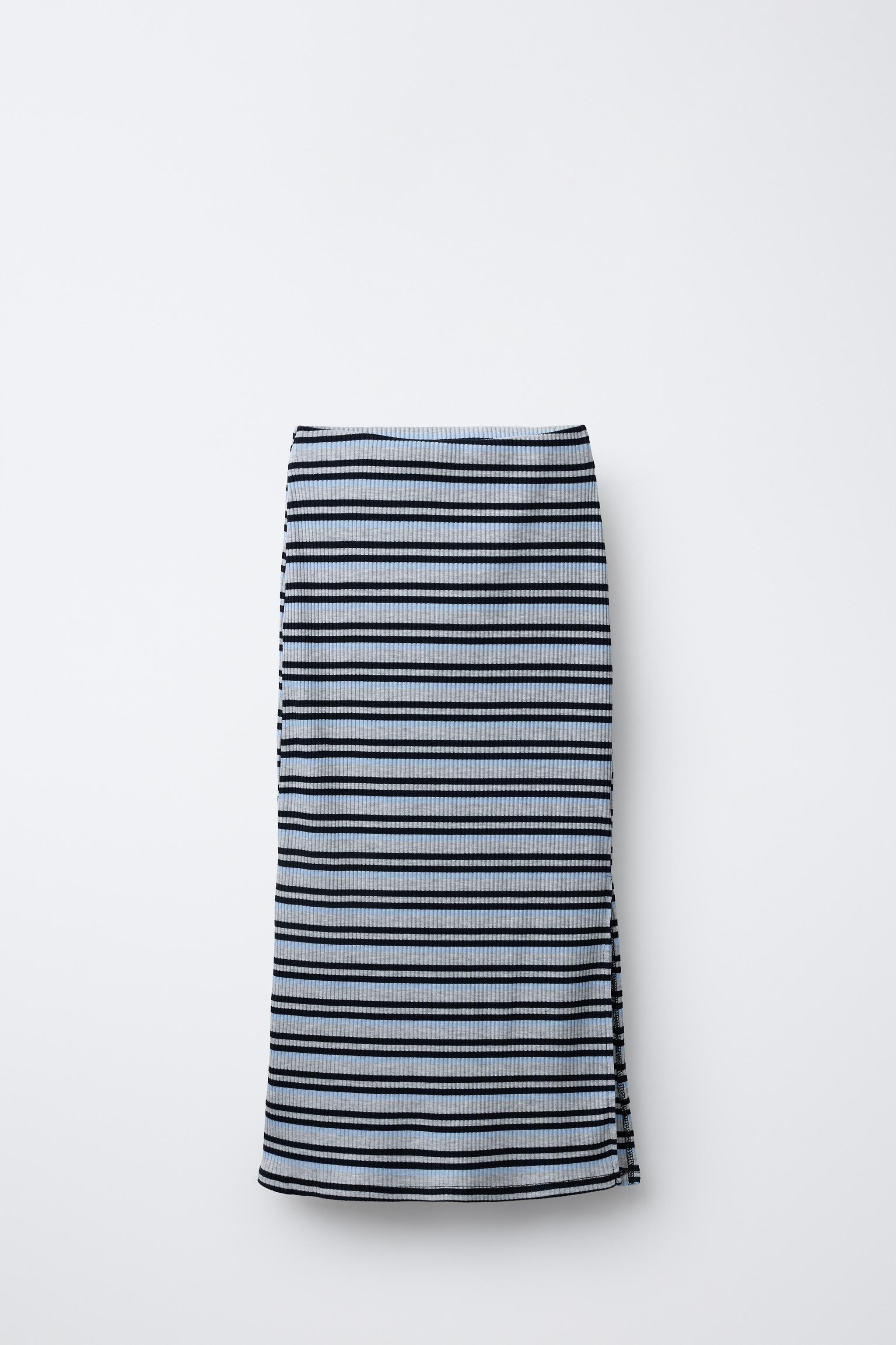 【ZARA】XS ストライプ柄ミディ丈スカート　1255/437/094 ZARA】XS ストライプ柄ミディ丈スカート 1255/437/094 - メルカリ