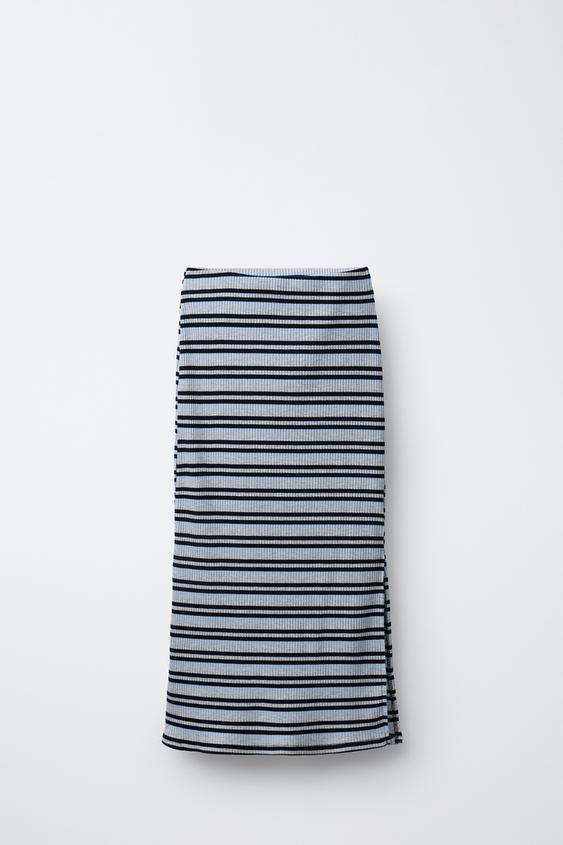 STRIPED MIDI SKIRT