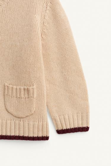 CARDIGAN EN MAILLE 100% LAINE ÉDITION LIMITÉE - Beige de Zara - Image 7