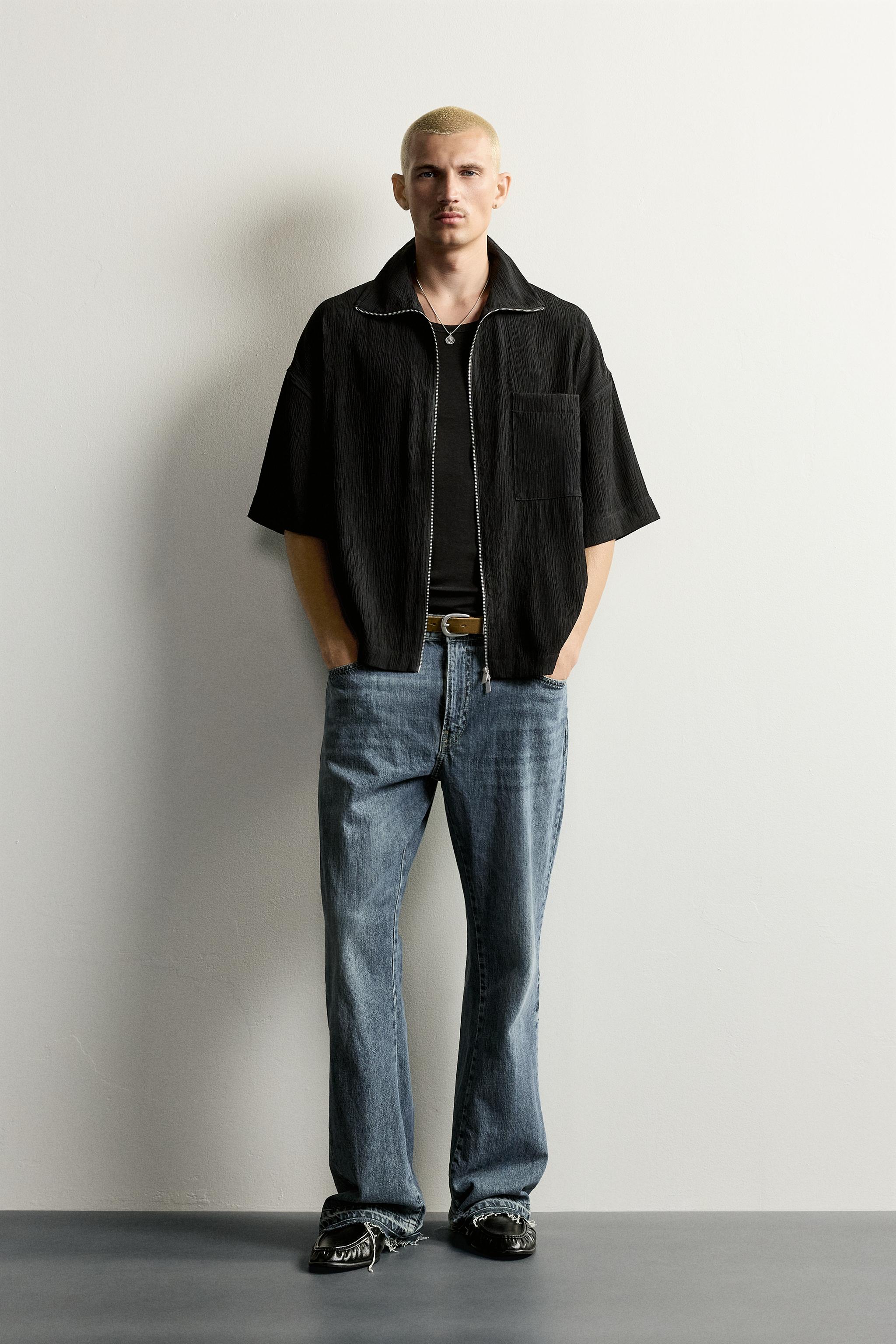 TEXTURED RELAXED FIT SHIRT — Black