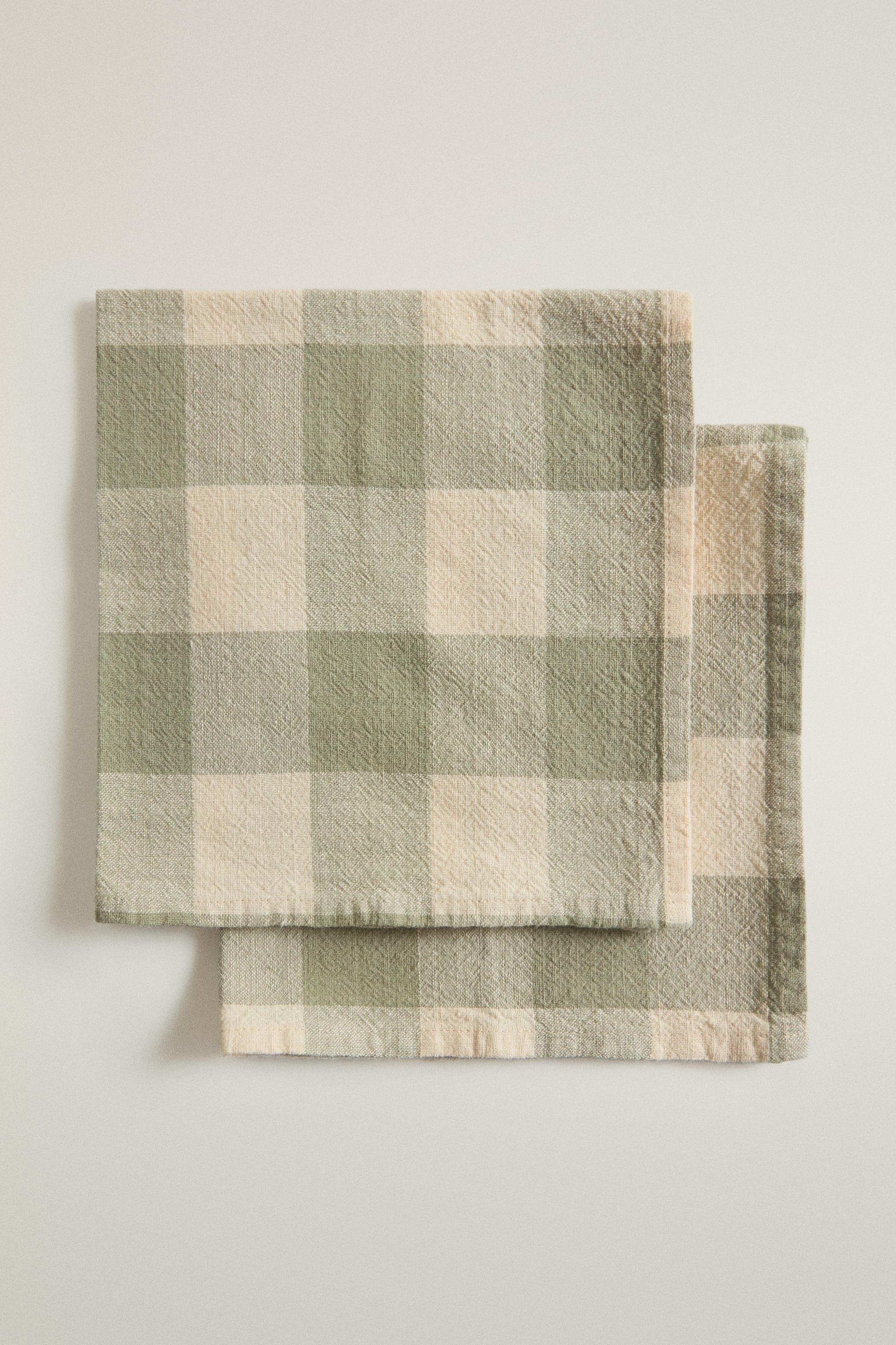 PACK OF DYED THREAD CHECK NAPKINS (PACK 2)