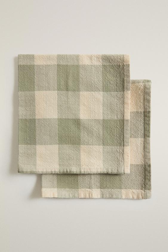 LOT DE SERVIETTES DE TABLE À CARREAUX EN FIL TEINTÉ (LOT DE 2) - Bleuté de Zara - Image 0