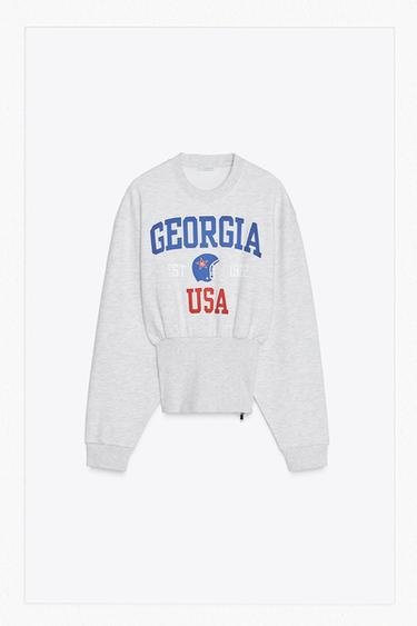 SUDADERA FELPA TEXTO CREMALLERA - Gris vigoré de Zara