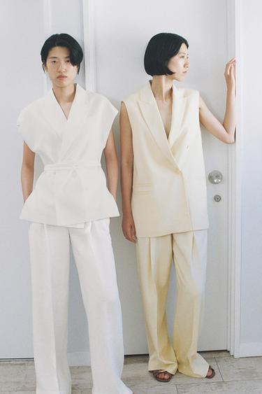 ZW COLLECTION OVERSIZE DOUBLE-BREASTED WAISTCOAT - Pastel yellow by Zara