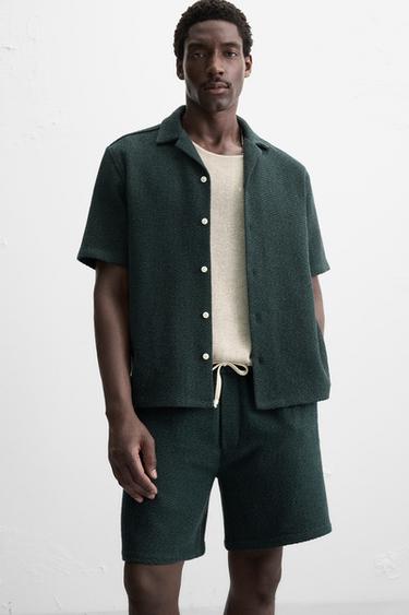 TEXTURED REGULAR FIT BERMUDA SHORTS - Blue / Green by Zara - Image 4