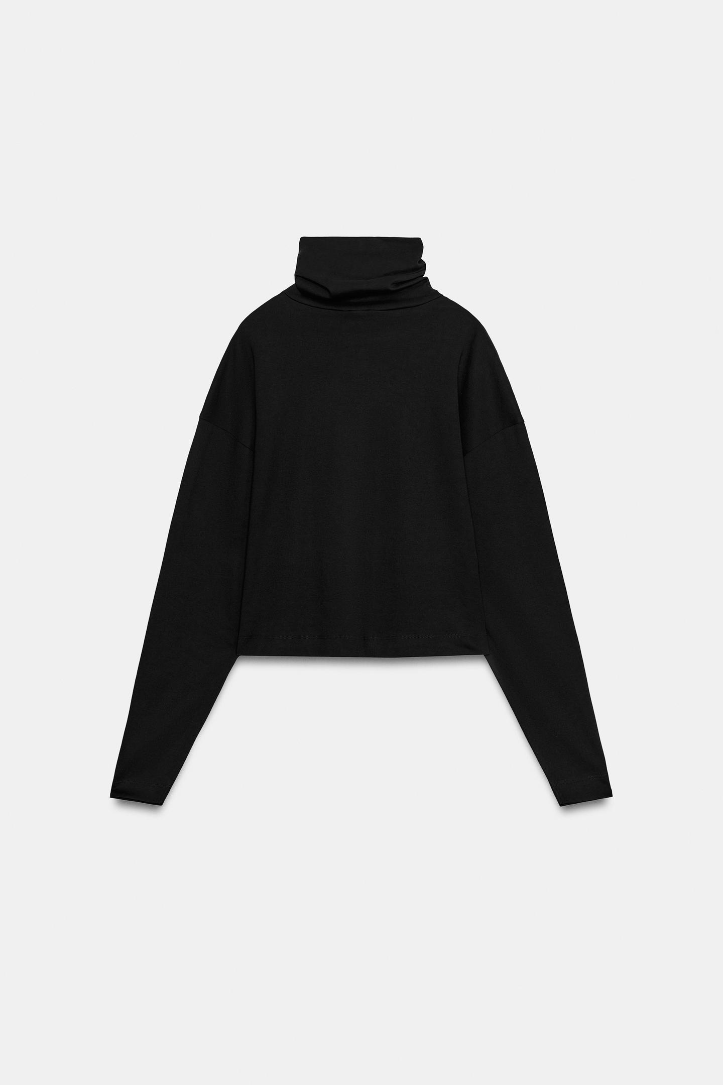 Женская футболка Zara Interlock High Neck, цвет: Чёрный — фото 6