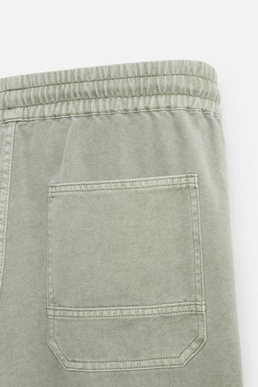 PANTALON EN COTON ET EN LIN - Kaki clair de Zara - Image 8