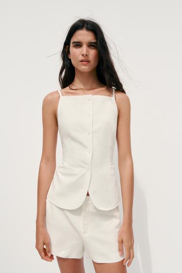 BUTTONED WAISTCOAT TOP - Ecru by Zara