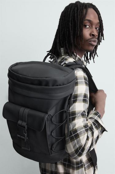 Zara RUBBERIZED BACKPACK - Black - Image 0