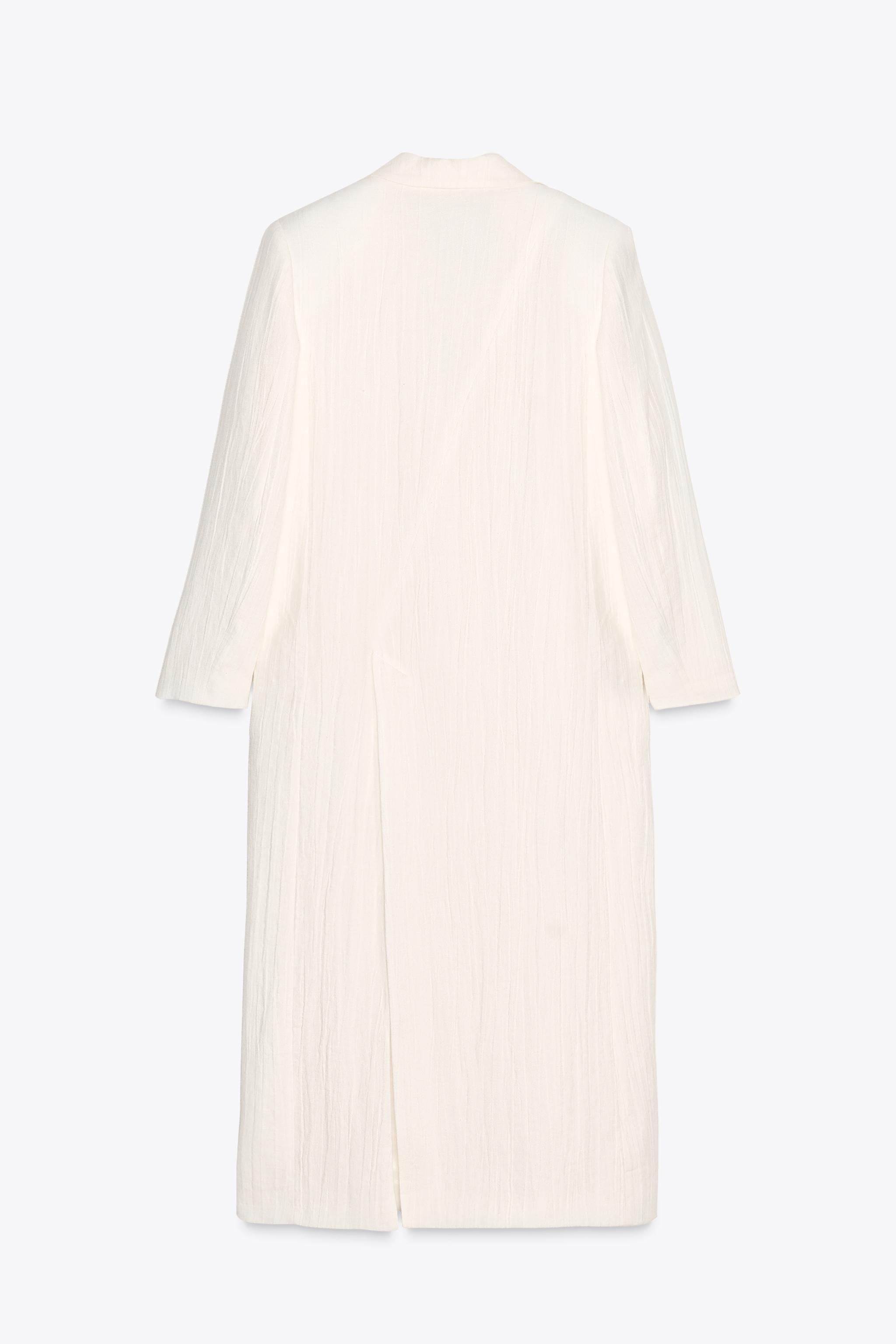 【ZARA】ZW COLLECTION リネン フロックコート 3249/051/251 ZW COLLECTION リネン フロックコート - オフホワイト | ZARA