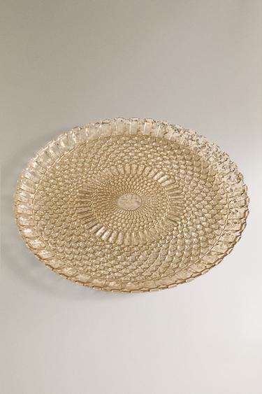 TEXTURED GLASS CHRISTMAS SERVICE PLATE - Silver by Zara - Image 1