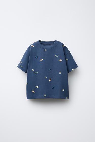 Zara PRINTED T-SHIRT - Navy blue - Image 0