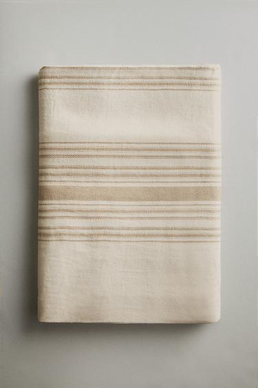 XL STRIPED LINEN THROW - Ecru by Zara - Image 4