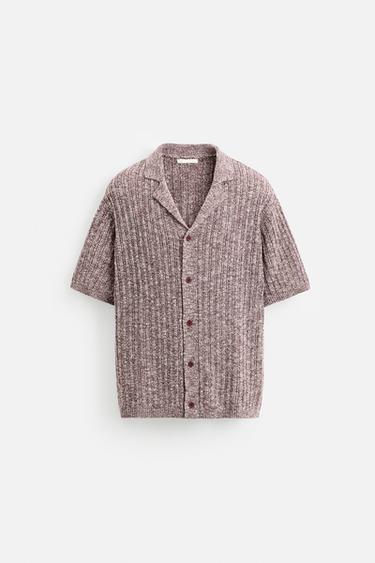 قميص محاك بلون متباين - بورجندي الخاص بـ Zara