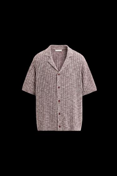 CONTRAST KNIT SHIRT - Burgundy by Zara