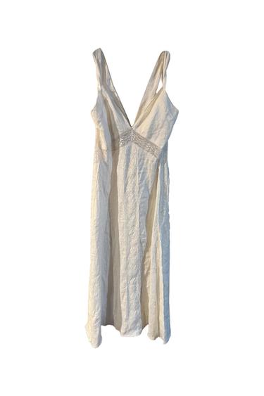 NEW ZARA ZW COLLECTION LONG VNECK SLIP DRESS WHITE 4786/012 NEW