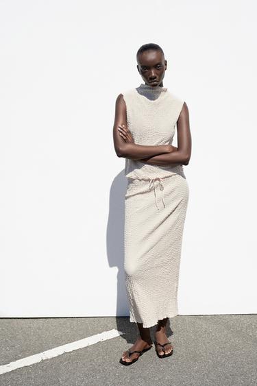 FALDA MIDI TEXTURA - Crudo de Zara