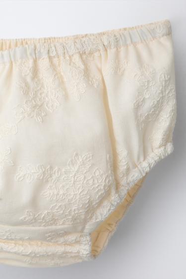 EMBROIDERED DRESS AND KNICKERS - Ecru by Zara - Image 3