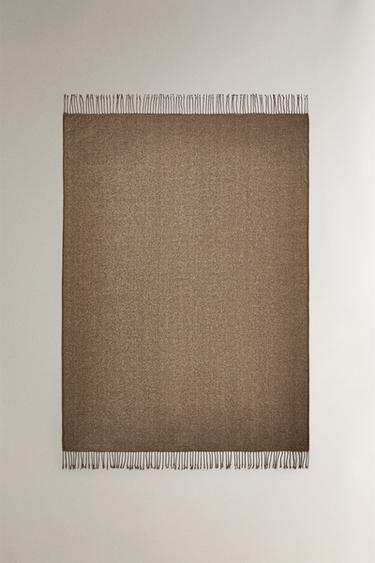 Zara CHENILLE BLANKET - Khaki