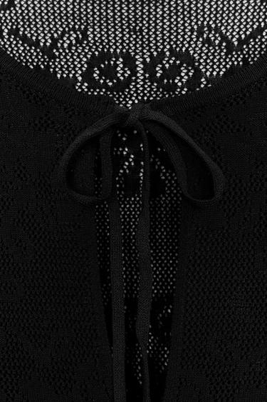 OVERSIZED FLORAL TEXTURED KNIT TOP - Black by Zara - Image 6