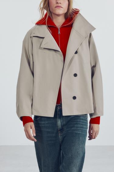 ZW COLLECTION WATER-REPELLENT CROPPED PARKA — Stone 1