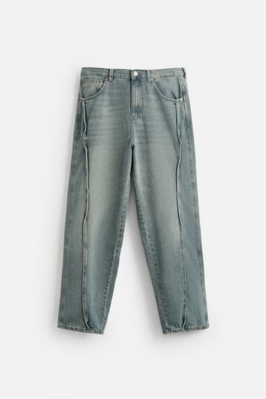 SEAMED BAGGY FIT JEANS - Blue / Green by Zara - Image 6