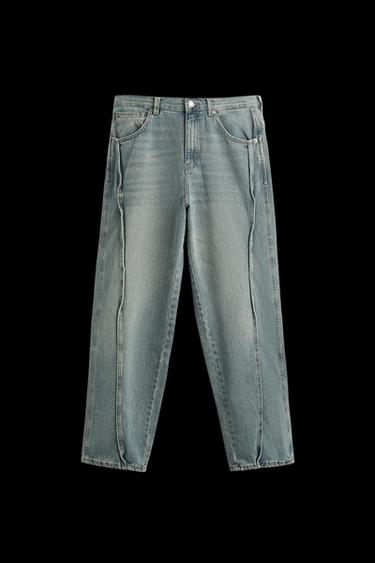 Zara SEAMED BAGGY FIT JEANS - Blue / Green - Image 0
