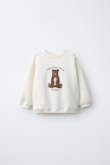 BEAR PRINT SWEATSHIRT - Ecru by Zara - Image 0