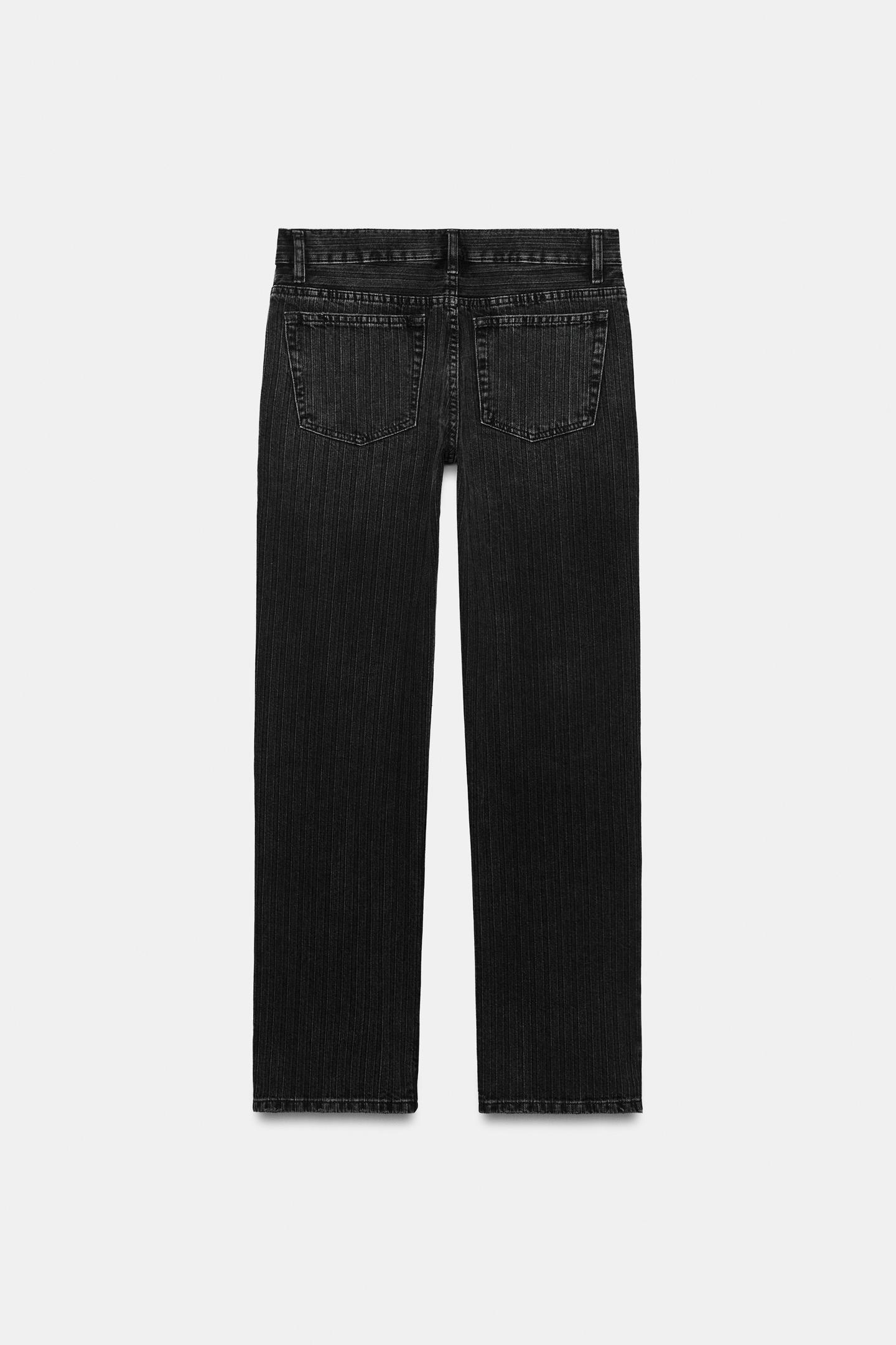Женские джинсы Zara Low-Rise Striped Straight-Fit Trf, цвет: Чёрный — фото 8