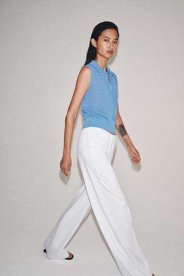 KNIT SLEEVELESS POLO SHIRT - Blue by Zara - Image 4