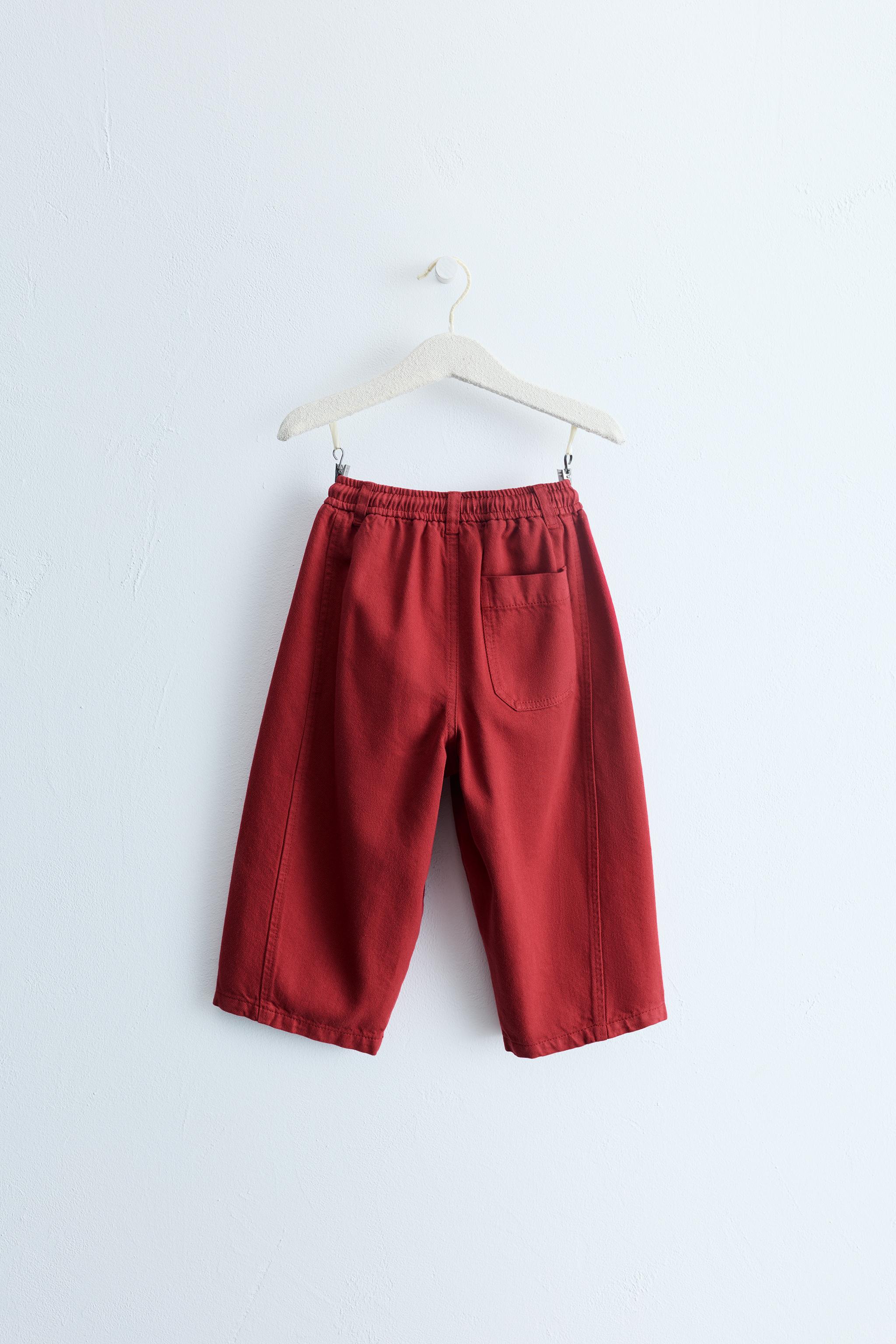 ZARA TIMELESS - BALLOON PANTS WITH CONTRASTING DRAWSTRINGS — Mid-red