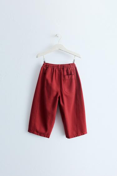 ZARA TIMELESS - BALLOON PANTS WITH CONTRASTING DRAWSTRINGS — Mid-red 2