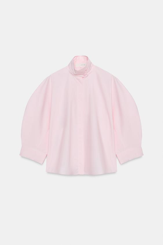 CAMISA MANGA ABULLONADA ZW COLLECTION - Rosa claro de Zara - Imagen 0