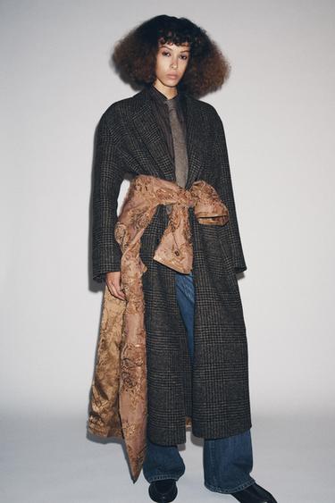 ABRIGO CUADROS ZW COLLECTION - Marrón oscuro de Zara