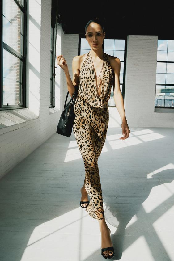 VESTIDO MIDI ESTAMPADO ANIMAL - Leopardo de Zara - Imagen 0
