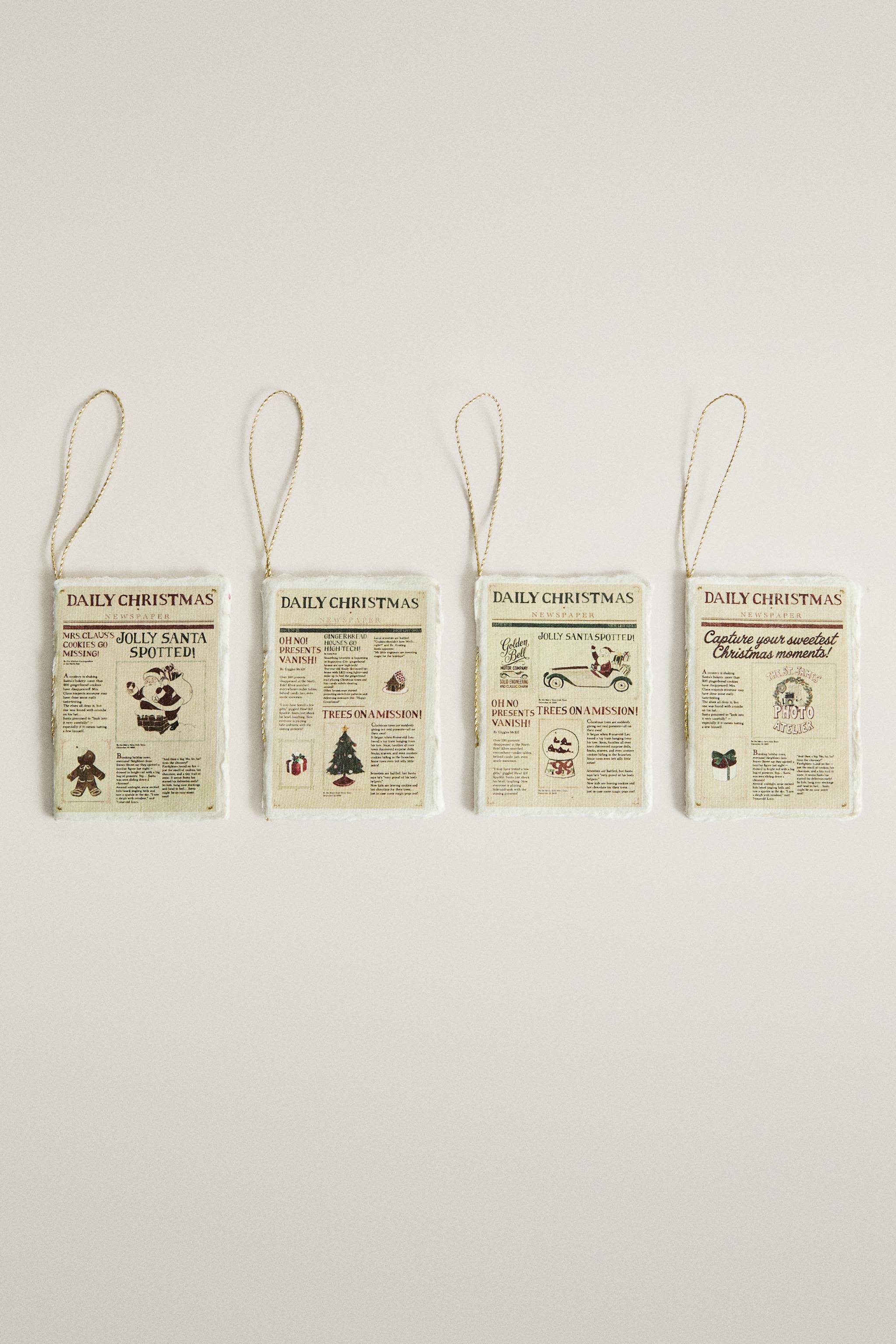 ÉTIQUETTES CADEAUX NOËL JOURNAL (LOT DE 4)