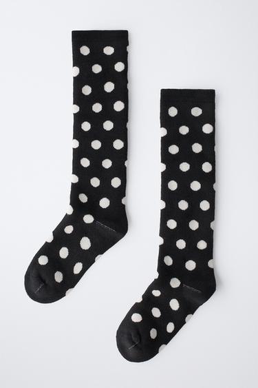 CHAUSSETTES HAUTES THERMIQUES À POIS - Noir de Zara - Image 3